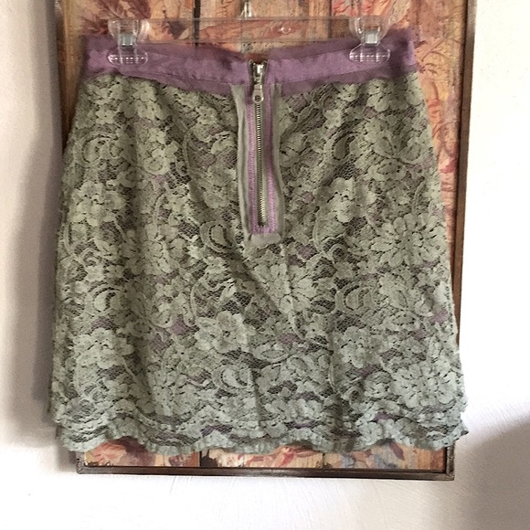 F21 COLLECTION NY SAGE LACE MINI SKIRT L M - Picture 3 of 16